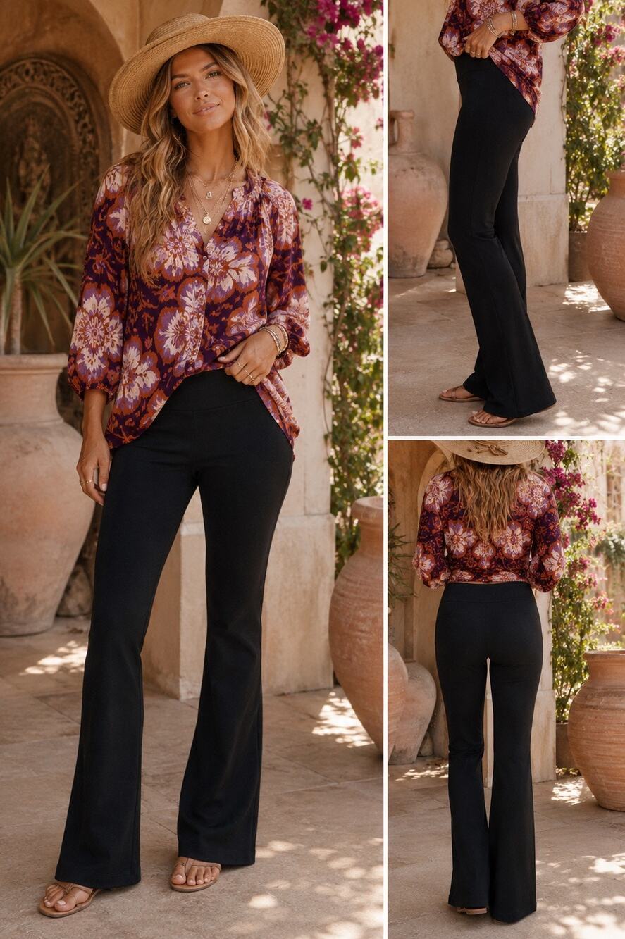 Quince Black Pull-On Bootcut Pants Ponte Stretch Minimalist Career Quiet Luxury